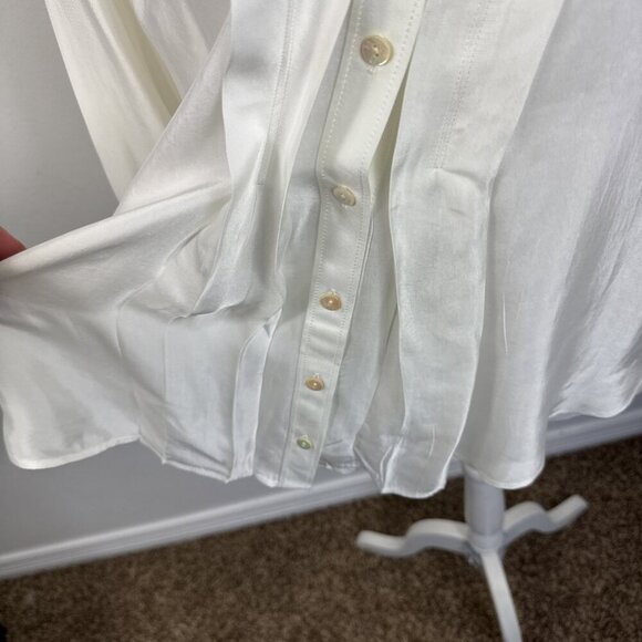 J.Crew women’s 14 Drapey Pleated Button Up Shirt Ivory Satin NWT - Picture 6 of 13